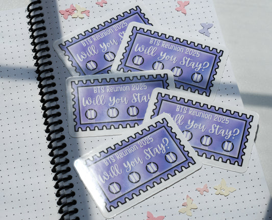 BTS Waterproof Sticker | Will You Stay? Train Ticket Design