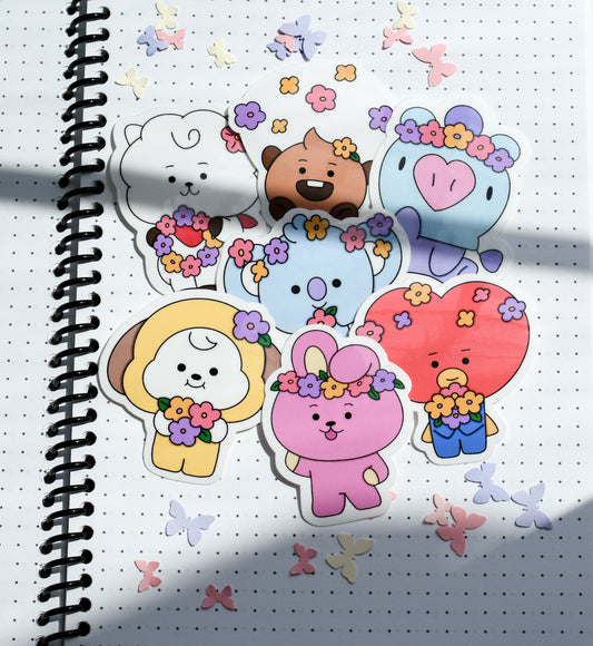BT21 Spring Themed Sticker Pack | Waterproof Stickers