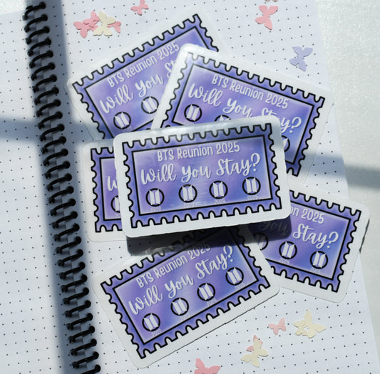 BTS Waterproof Sticker | Will You Stay? Train Ticket Design